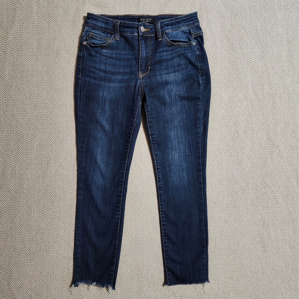 Judy Blue Skinny Fit Dark Wash Raw Hem Jeans JB82201DK-CO Size 5/27
